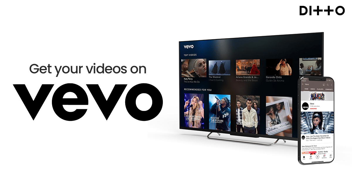 Promocional de distribución de video a la plataforma vevo a través de Ditto music 